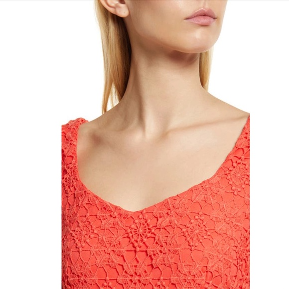TAHARI ASL: Lace Fit & Flare Minidress In Coral (NWT) - Picture 4 of 7